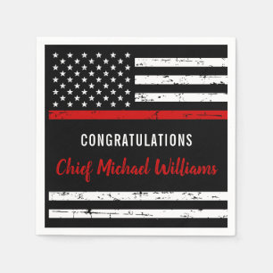 Thin Red Line Firefighter Retirement Party Napkins