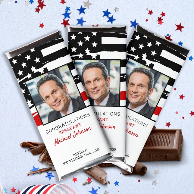 Thin Red Line Firefighter Retirement Personalized Hershey Bar Favors (Creator Uploaded)
