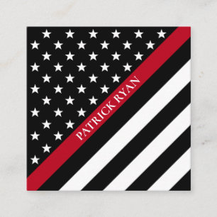 Thin Red Line Firefighter Stars & Stripes Flag Square Business Card