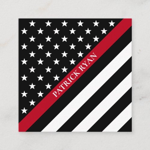 Thin Red Line Firefighter Stars  Stripes Flag Square Business Card