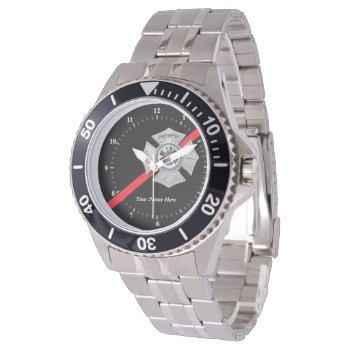 Thin Red Line Firefighter Watch by JFVisualMedia at Zazzle