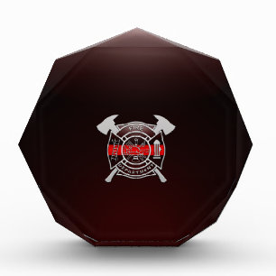 Thin Red Line Firefighters Fire Department Acrylic Award