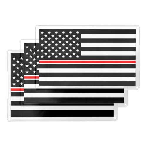 Thin Red Line Firefighters Heroes American Flag Acrylic Tray