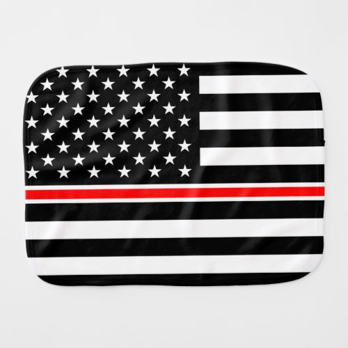 Thin Red Line Firefighters Heroes American Flag Baby Burp Cloth