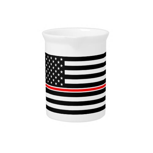 Thin Red Line Firefighters Heroes American Flag Beverage Pitcher