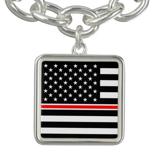 Thin Red Line Firefighters Heroes American Flag Bracelet