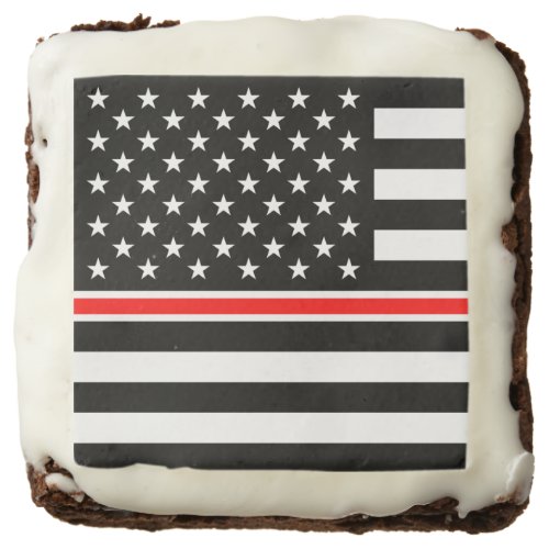 Thin Red Line Firefighters Heroes American Flag Brownie