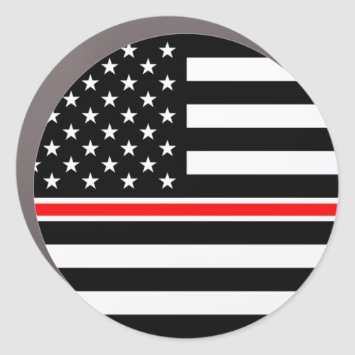 Thin Red Line Firefighters Heroes American Flag Car Magnet