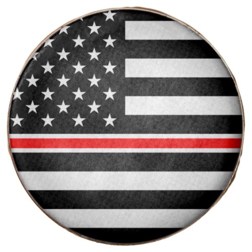 Thin Red Line Firefighters Heroes American Flag Chocolate Covered Oreo