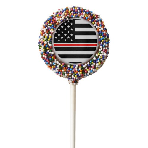 Thin Red Line Firefighters Heroes American Flag Chocolate Covered Oreo Pop