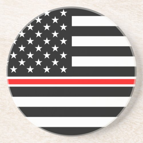 Thin Red Line Firefighters Heroes American Flag Coaster