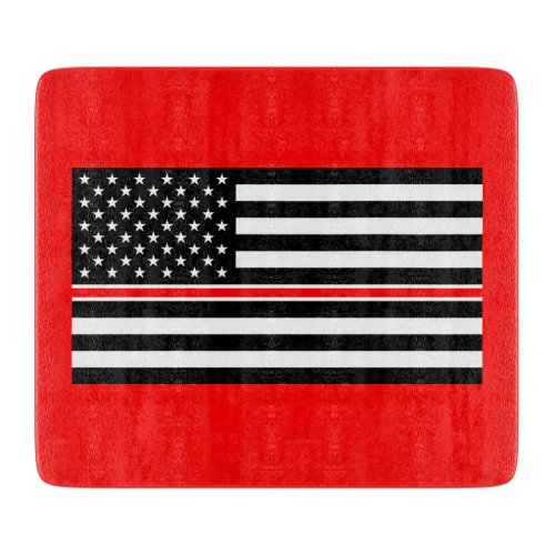 Thin Red Line Firefighters Heroes American Flag Cutting Board
