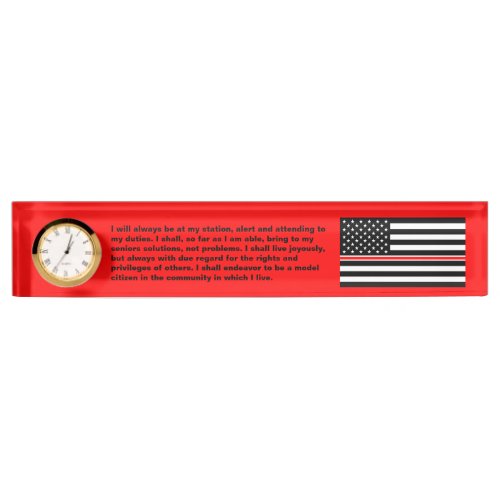 Thin Red Line Firefighters Heroes American Flag Desk Name Plate