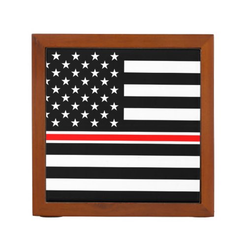 Thin Red Line Firefighters Heroes American Flag Desk Organizer