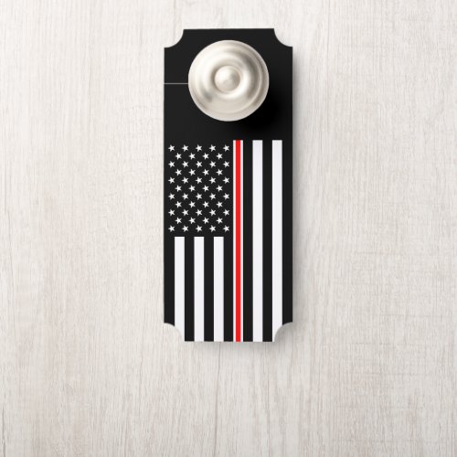 Thin Red Line Firefighters Heroes American Flag Door Hanger