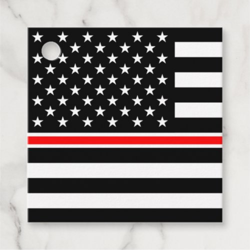 Thin Red Line Firefighters Heroes American Flag Favor Tags