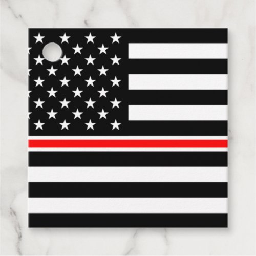 Thin Red Line Firefighters Heroes American Flag Favor Tags