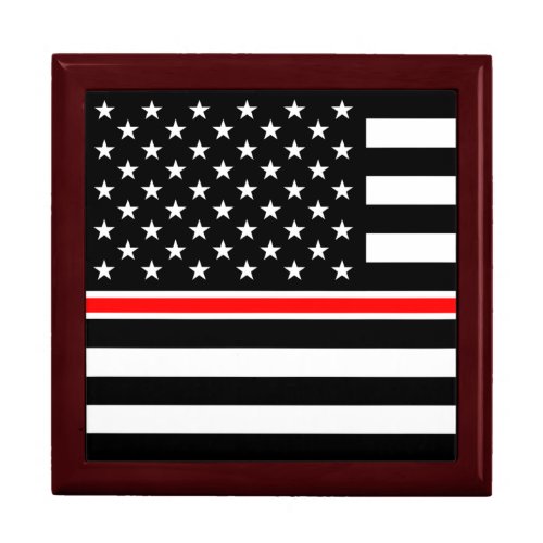 Thin Red Line Firefighters Heroes American Flag Gift Box