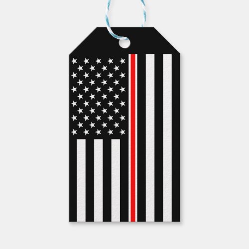 Thin Red Line Firefighters Heroes American Flag Gift Tags