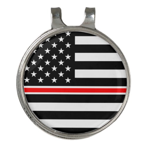 Thin Red Line Firefighters Heroes American Flag Golf Hat Clip