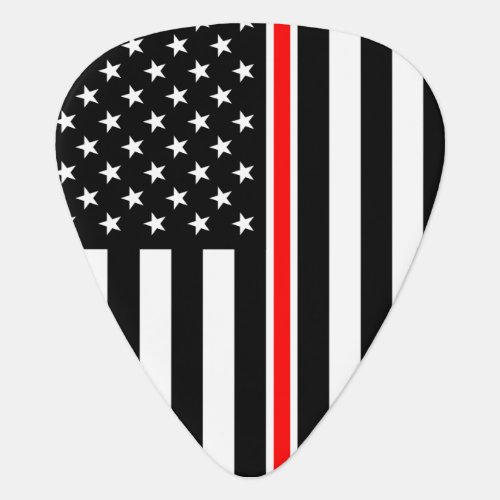 Thin Red Line Firefighters Heroes American Flag Guitar Pick