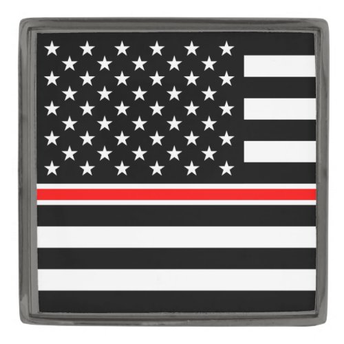 Thin Red Line Firefighters Heroes American Flag Gunmetal Finish Lapel Pin
