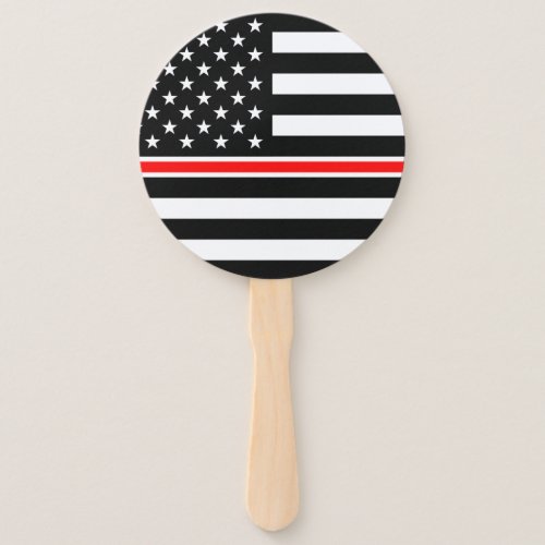 Thin Red Line Firefighters Heroes American Flag Hand Fan