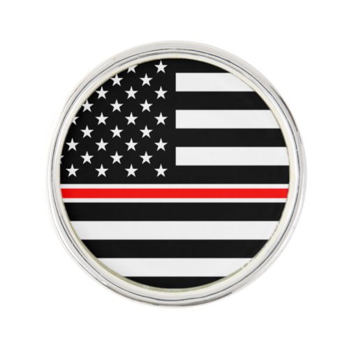 Thin Red Line Firefighters Heroes American Flag Lapel Pin