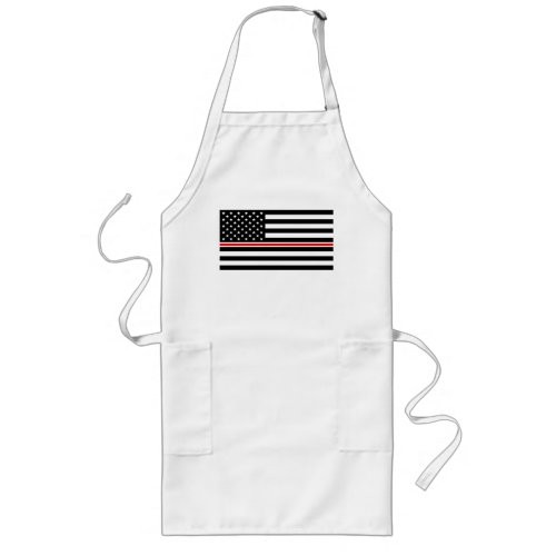Thin Red Line Firefighters Heroes American Flag Long Apron