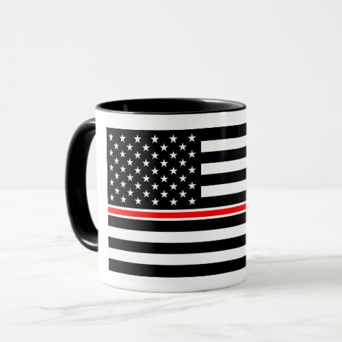 Thin Red Line Firefighters Heroes American Flag Mug
