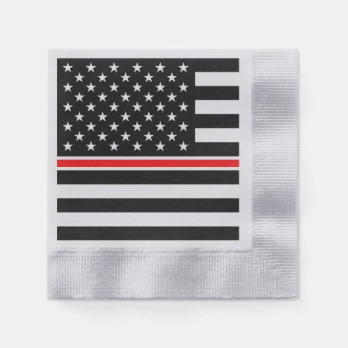 Thin Red Line Firefighters Heroes American Flag Napkins
