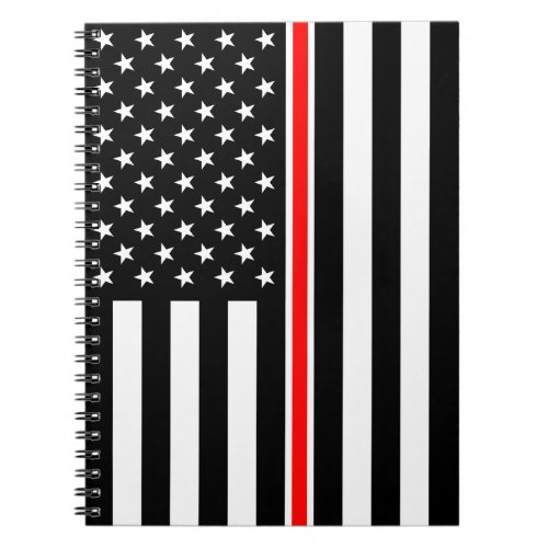 Thin Red Line Firefighters Heroes American Flag Notebook