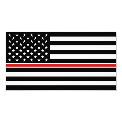 Thin Red Line Firefighters Heroes American Flag Photo Print