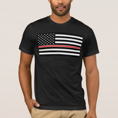 Thin Red Line Firefighters Heroes American Flag T_Shirt