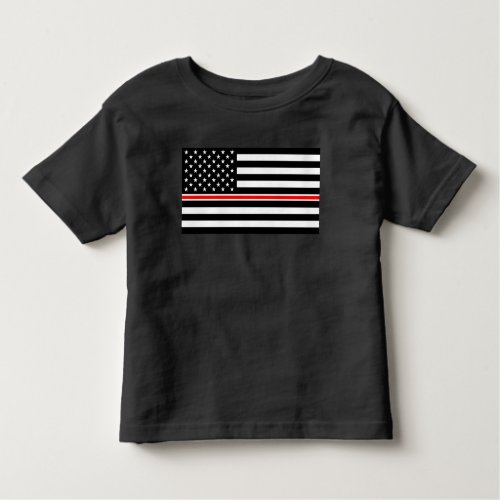 Thin Red Line Firefighters Heroes American Flag Toddler T_shirt