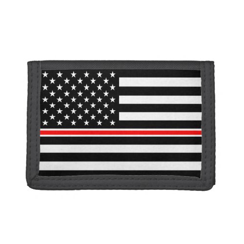 Thin Red Line Firefighters Heroes American Flag Trifold Wallet