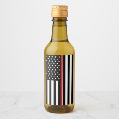 Thin Red Line Firefighters Heroes American Flag Wine Label