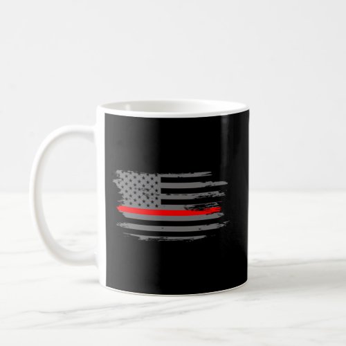 Thin Red Line Fireman Fire Rescue American Flag Coffee Mug