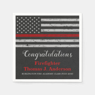 Thin Red Line Fireman Firefighter Graduation Napkins