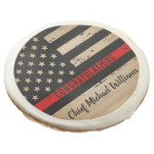 Thin Red Line Fireman Firefighter Retirement Sugar Cookie (Angled)