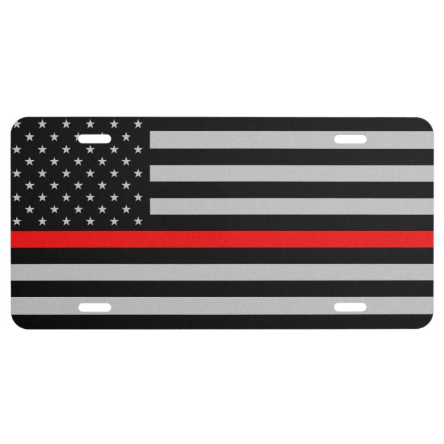 Thin Red Line Fireman Flag License Plate (Front)