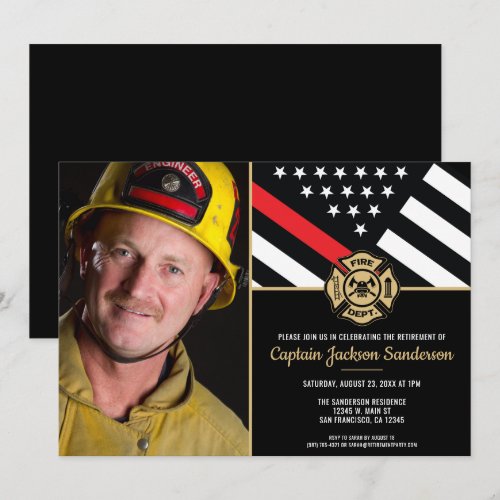Thin Red Line Fireman Photo Firefighter Retirement