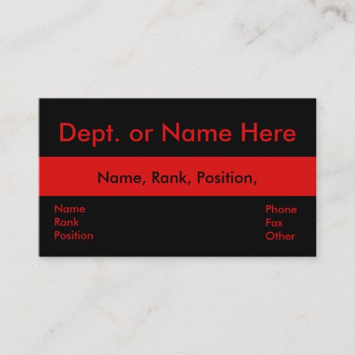 Thin Red Line-Firemen-Rescue Business Card