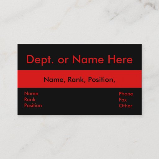Customizable Thin Red Line-Firemen-Rescue Business Card