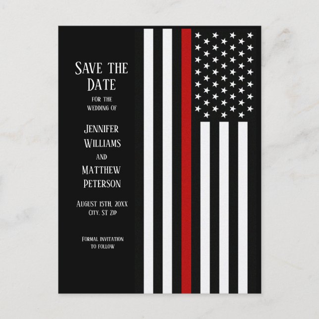 Thin Red Line Flag Announcement Postcard (Front)