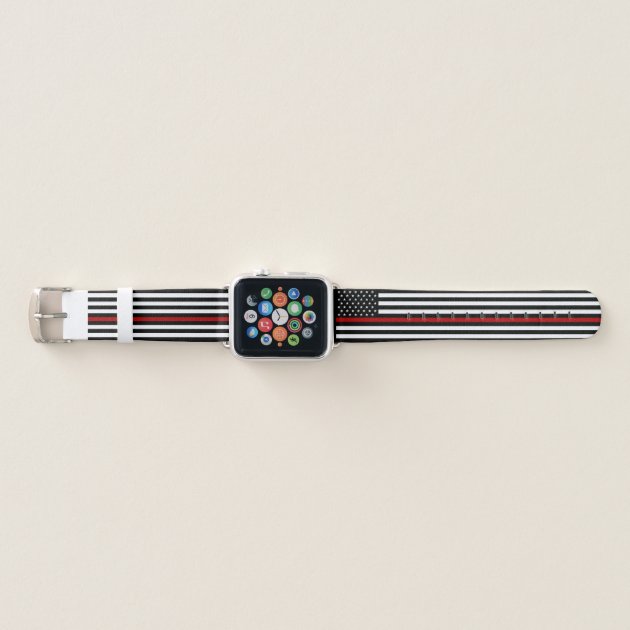 Thin Red Line Flag Apple Watch Band Zazzle