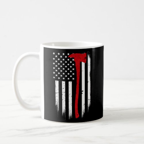 Thin Red Line Flag Axe Firefighter Support Coffee Mug