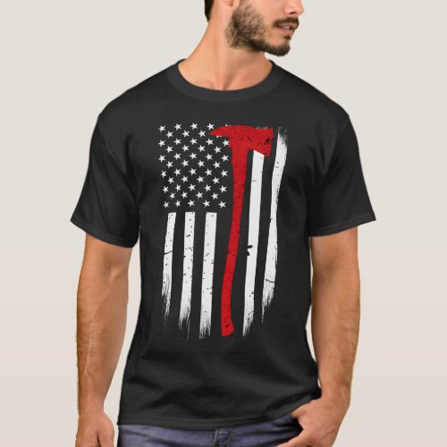 Thin Red Line Flag Axe Firefighter Support T_Shirt