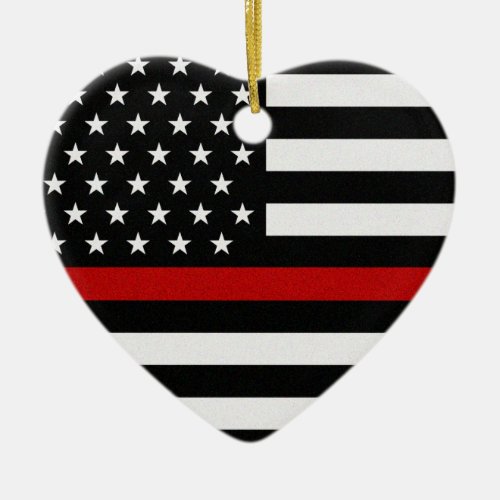 Thin Red Line Flag Ceramic Ornament