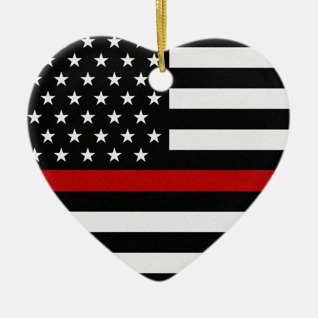 Thin Red Line Flag Ceramic Ornament (Front)